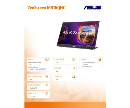 Monitor ASUS ZenScreen MB16QHG przenośny